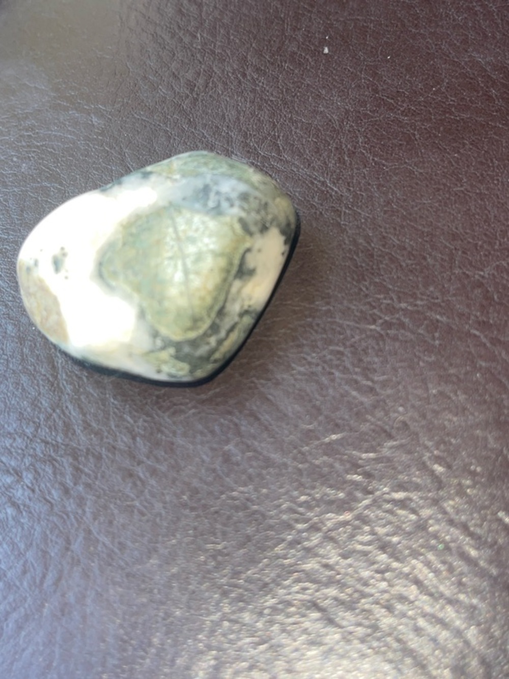 Polished Dallasite Gemstone 💎 Green and White Stone Pocket Accessory for Men